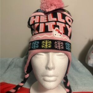 Hello Kitty Pink and Black Snowflake Hat